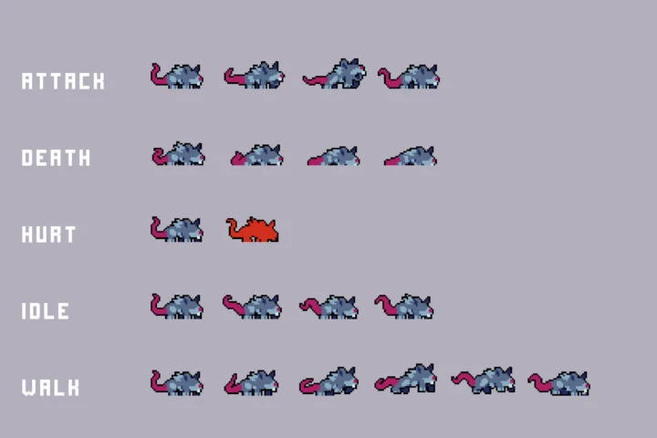 Sewerage Character Enemies Pixel Art