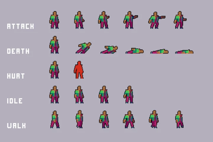 Sewerage Character Enemies Pixel Art