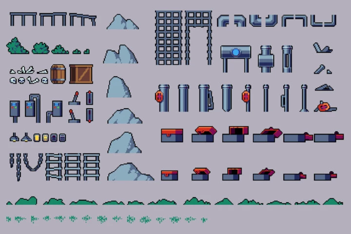 Sewerage Platformer Tileset Pixel Art