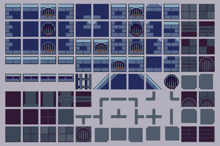 Sewerage Platformer Tileset Pixel Art