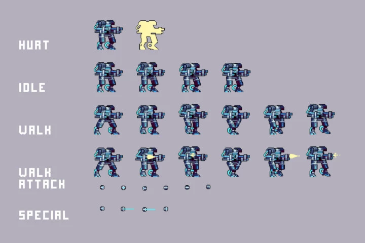 Battle Mecha Sprites Pixel Art Pack