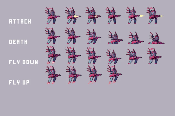Battle Mecha Sprites Pixel Art Pack