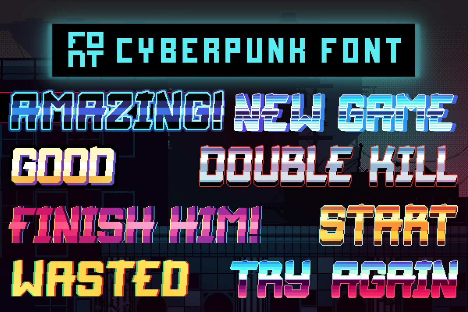 Cyberpunk Pixel Art Font Effects Download - CraftPix.net