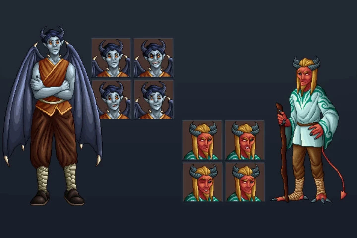 Demon Characters Full-Length Pixel Art