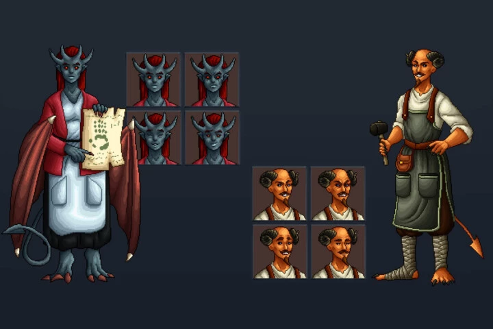 Demon Characters Full-Length Pixel Art