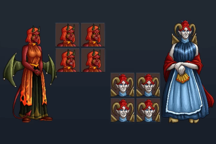 Demon Characters Full-Length Pixel Art