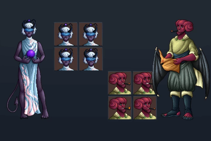 Demon Characters Full-Length Pixel Art