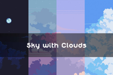 Free Sky with Clouds Background Pixel Art Set