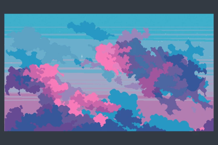 Free Sky with Clouds Background Pixel Art Set