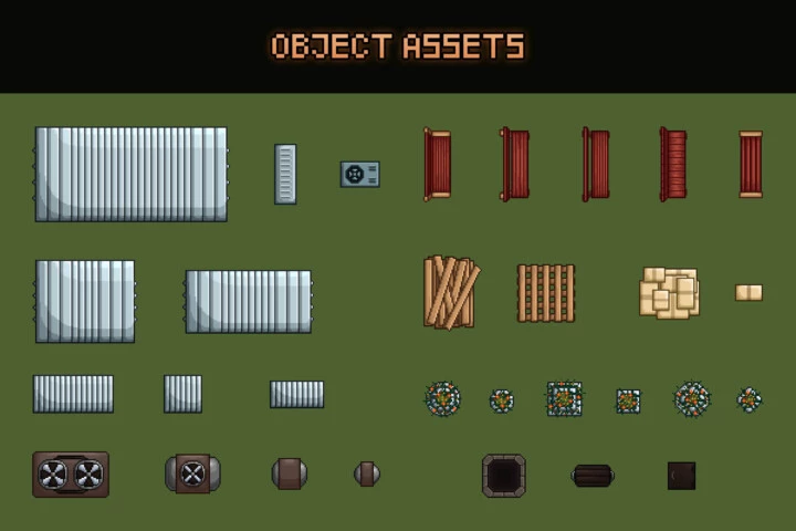 Top Down Buildings and Objects Pixel Art