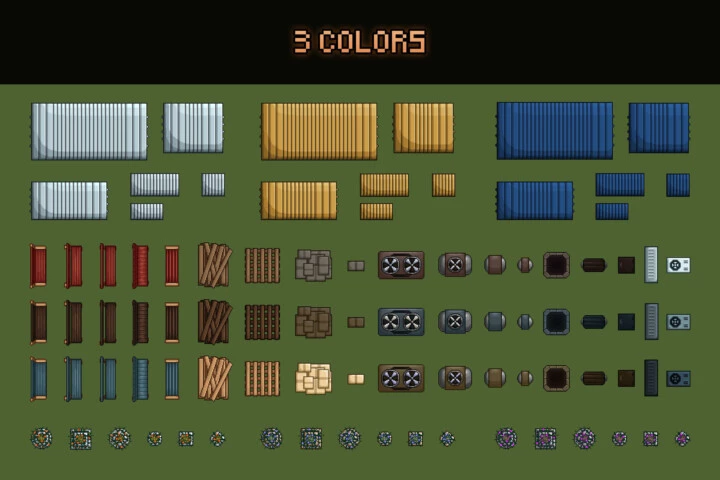 Top Down Buildings and Objects Pixel Art