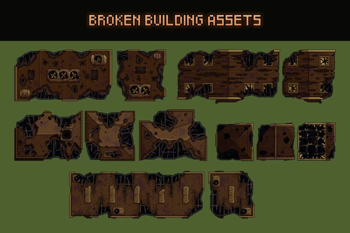 Top Down Buildings and Objects Pixel Art