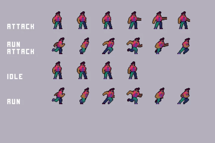 Free Characters With Melee Attack Pixel Art
