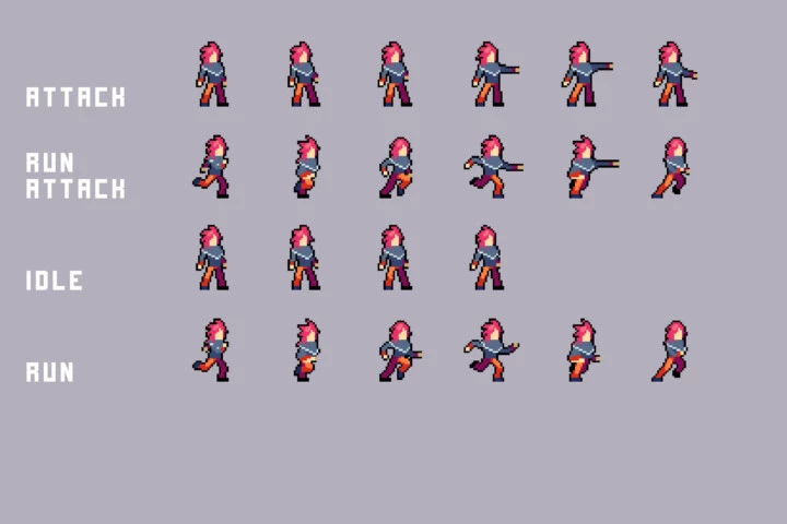 Free Characters With Melee Attack Pixel Art