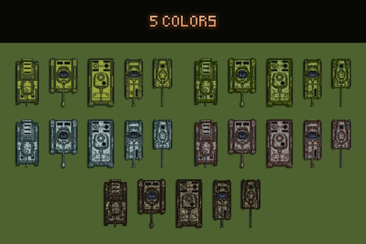 Top Down Tank Sprites Pixel Art