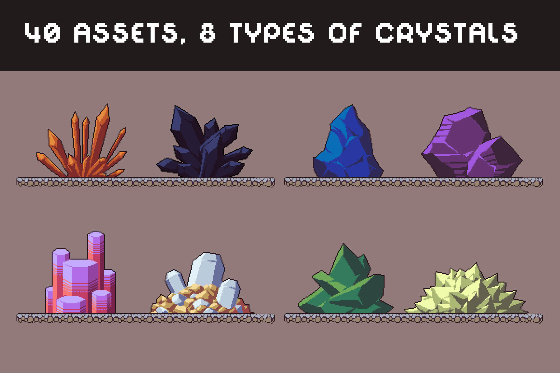 Glowing Crystals & Shrine - Animated Pixel Art Pack by Frakassets