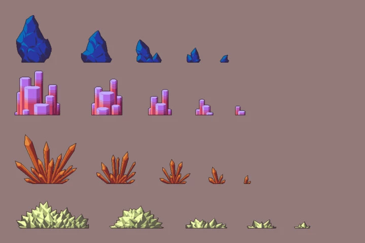 Free Crystals Pixel Art Asset Pack