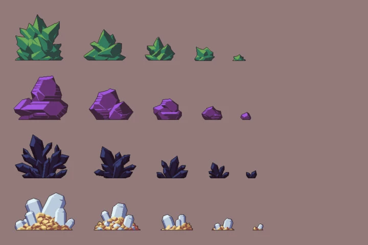 Free Crystals Pixel Art Asset Pack