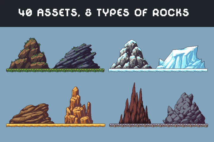 Free Rocks Pixel Art Asset Pack