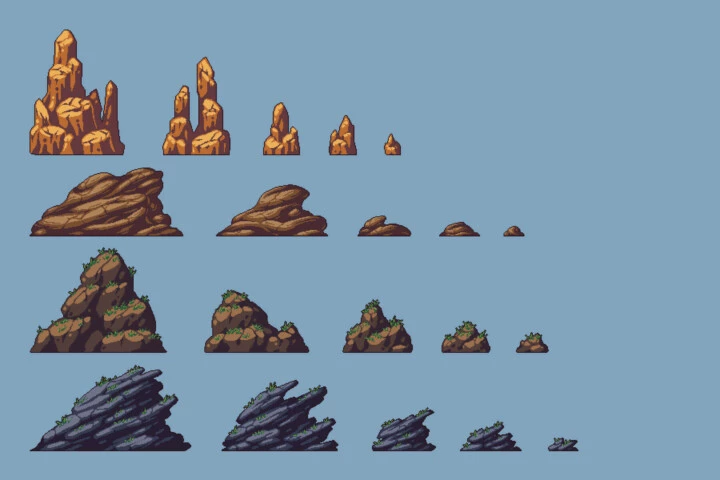 Free Rocks Pixel Art Asset Pack