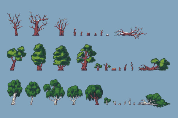 Free Tree Pixel Art Asset Pack Download - CraftPix.net