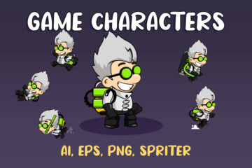 Mad Scientist Game Character Sprite