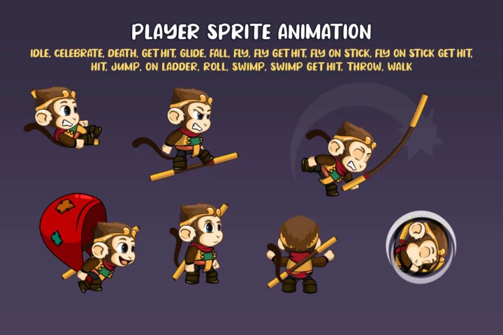 Monkey Game Character Sprite