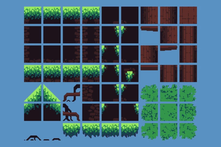 Tiny Forest Tileset Platformer Pixel Art