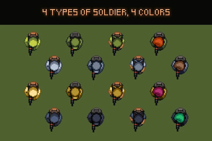 Top Down Soldier Sprites Pixel Art