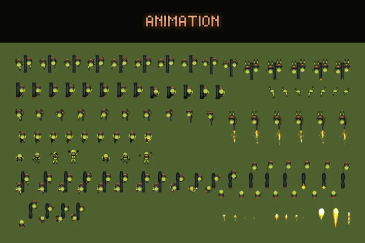 Top Down Soldier Sprites Pixel Art