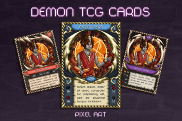 Demon TCG Cards Pixel Art