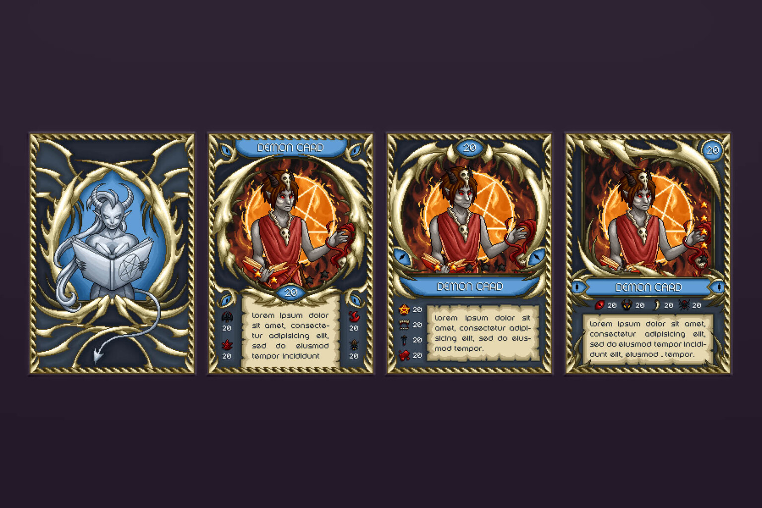 Demon TCG Cards Pixel Art Download - CraftPix.net