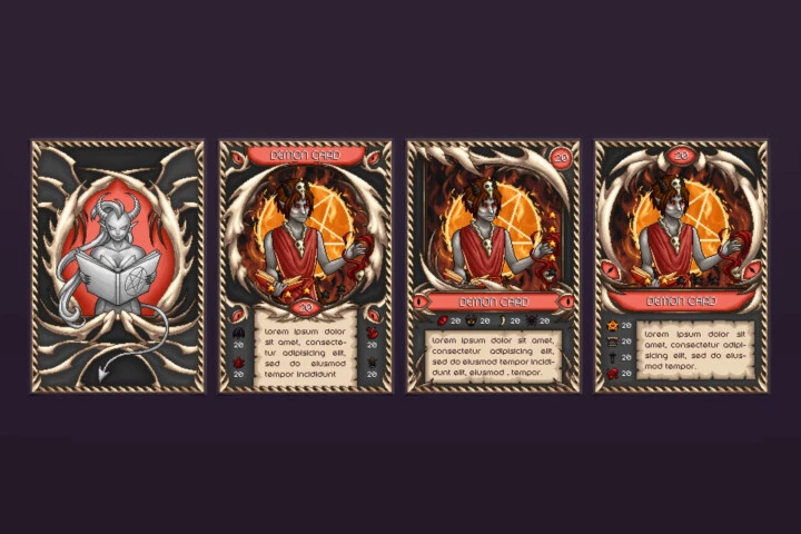 Demon TCG Cards Pixel Art