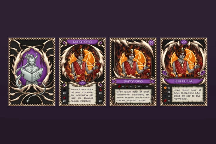 Demon TCG Cards Pixel Art