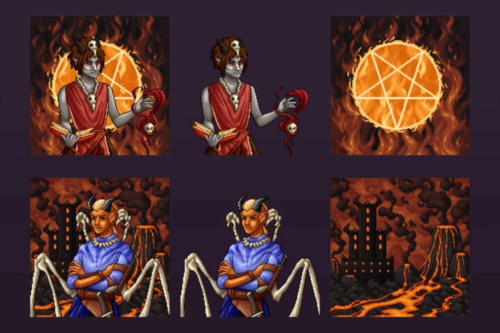 Demon TCG Cards Pixel Art