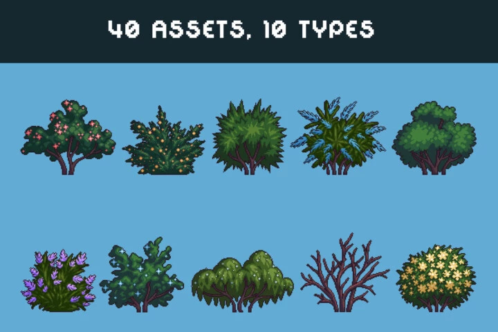 Free Bush Assets Pixel Art Pack