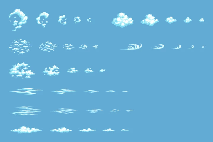 Free Clouds Pixel Art Asset Pack