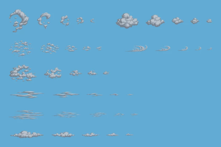 Free Clouds Pixel Art Asset Pack