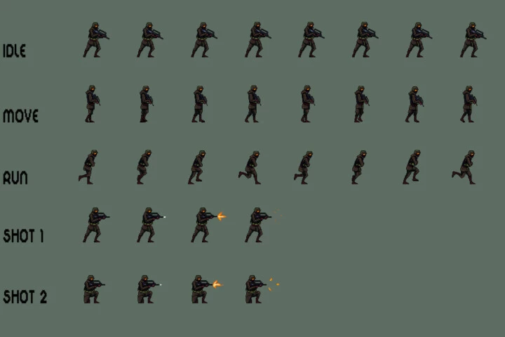 Free Soldier Sprite Sheets Pixel Art