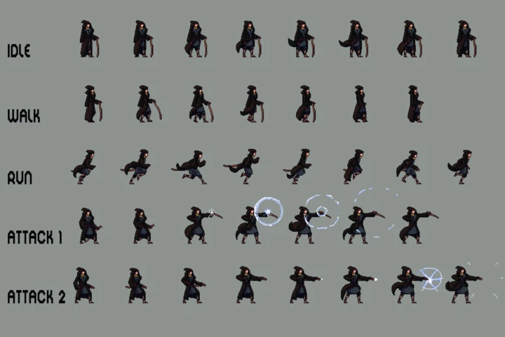 Free Wizard Sprite Sheets Pixel Art
