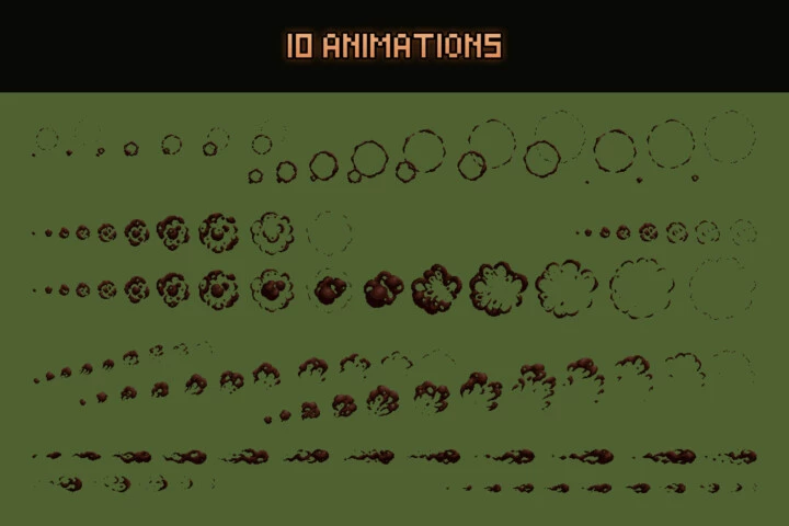 Top Down Smoke Sprites Pixel Art