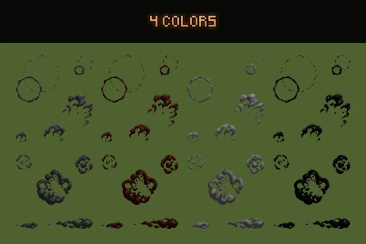 Top Down Smoke Sprites Pixel Art