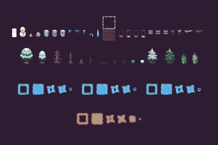 Winter Forest Pixel Art Top Down Tileset
