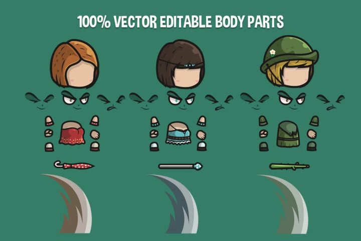 Women Chibi Character Sprites