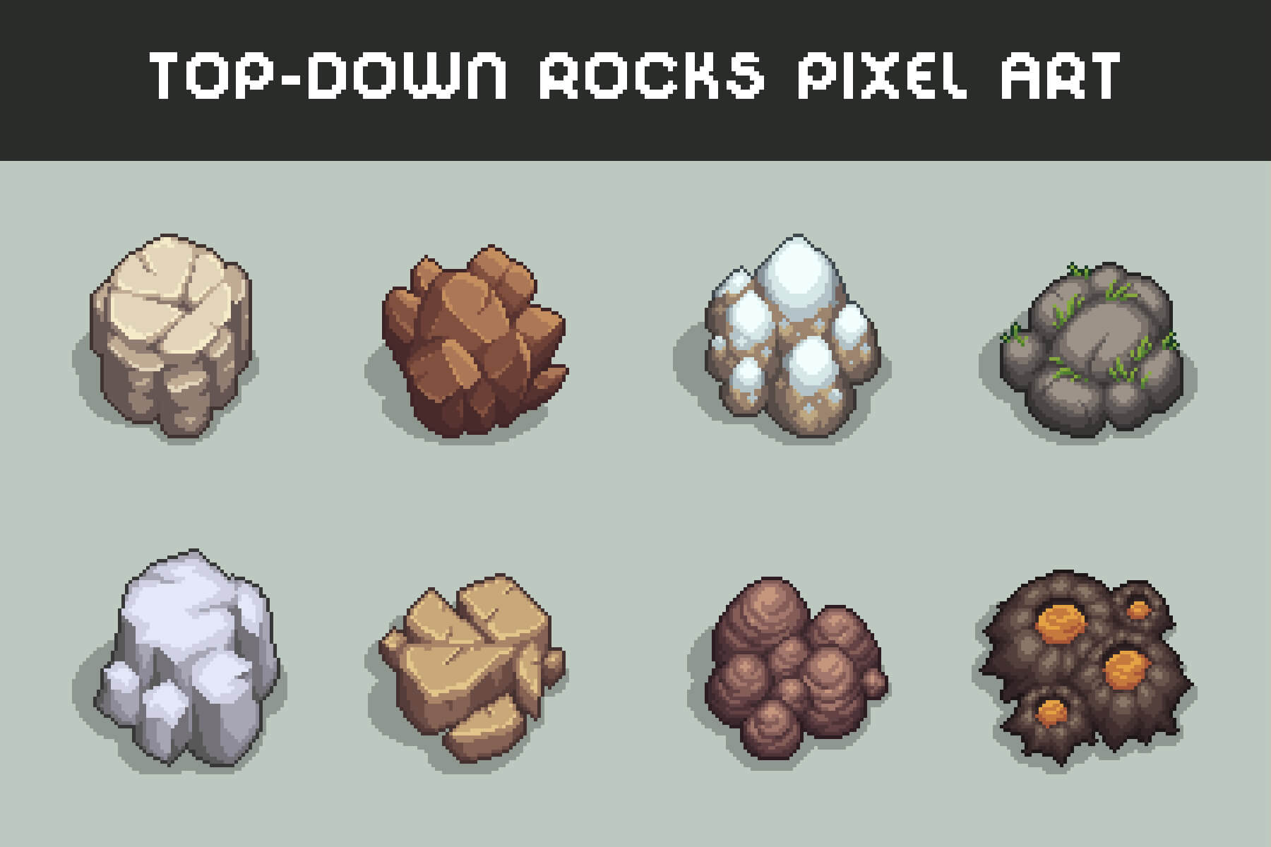 Rocks and Stones Top-Down Pixel CraftPix.net