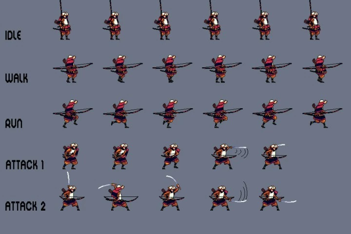 Free Samurai Pixel Art Sprite Sheets