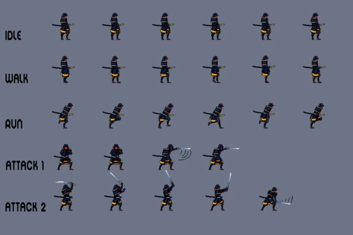 Free Samurai Pixel Art Sprite Sheets