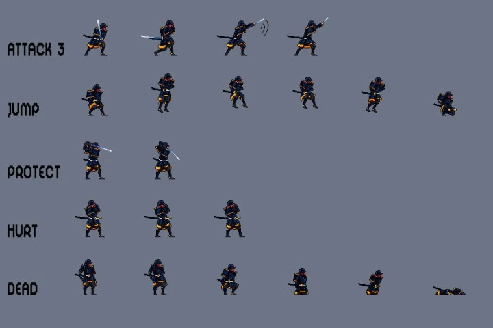Free Samurai Pixel Art Sprite Sheets