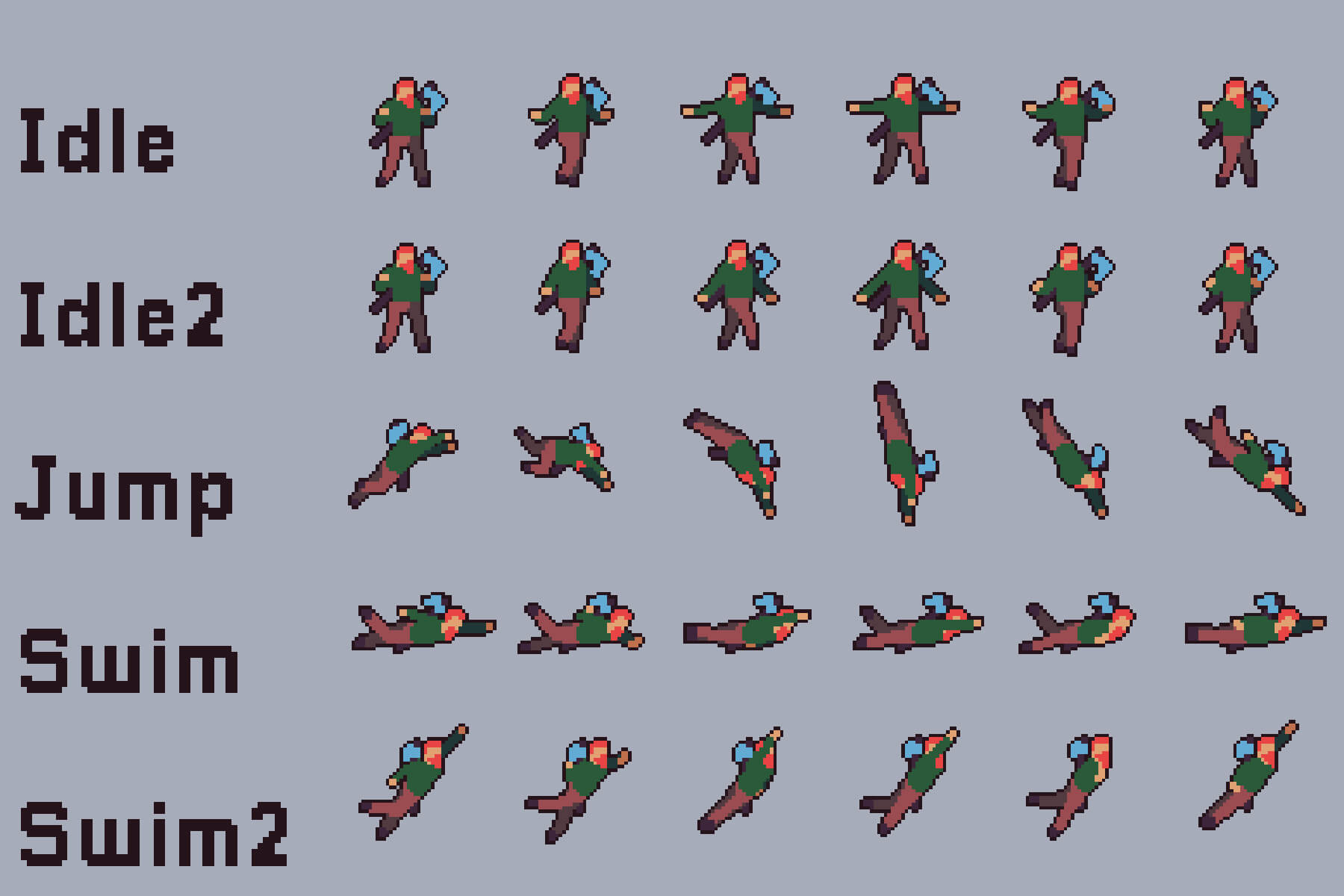 Free Swimming Characters Animation Pixel Art CraftPix