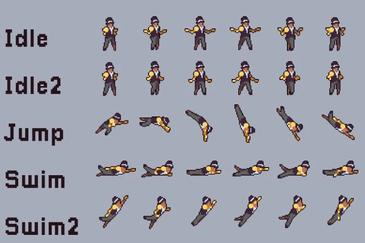 Free Swimming Characters Animation Pixel Art